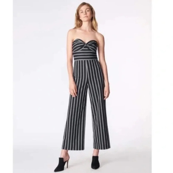 Veronica Beard Cypress Stripe Strapless Jumpsuit black 33799 - Picture 2 of 13